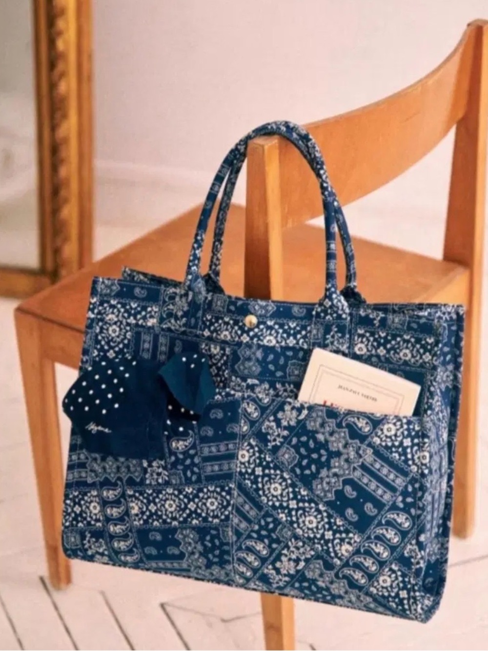 Sezane Le Sept Tote in Bandana Marine